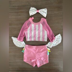 Pink and White Kids Custom Dance Costume